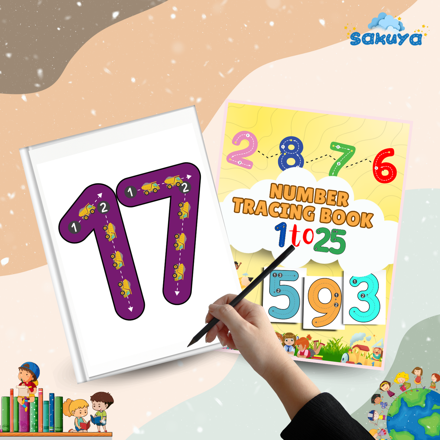 Sakuya  Kids Number Trace Book1 to 25 | Printable Toddler Activities| Preschool Learning  - Not a physical product - Sakuya