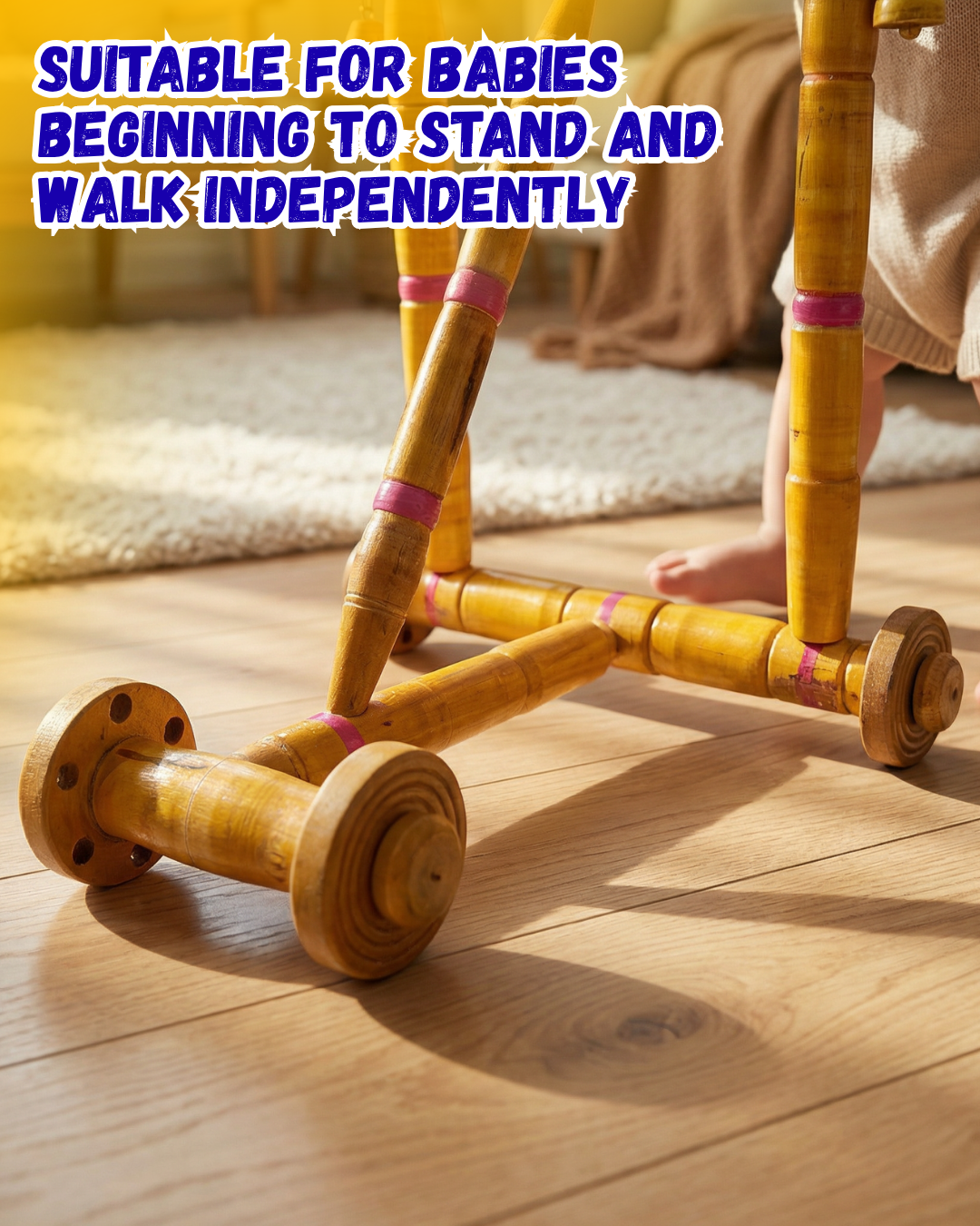 Wooden Baby Walker Push Toy for Toddlers 6-18 Months | Brown