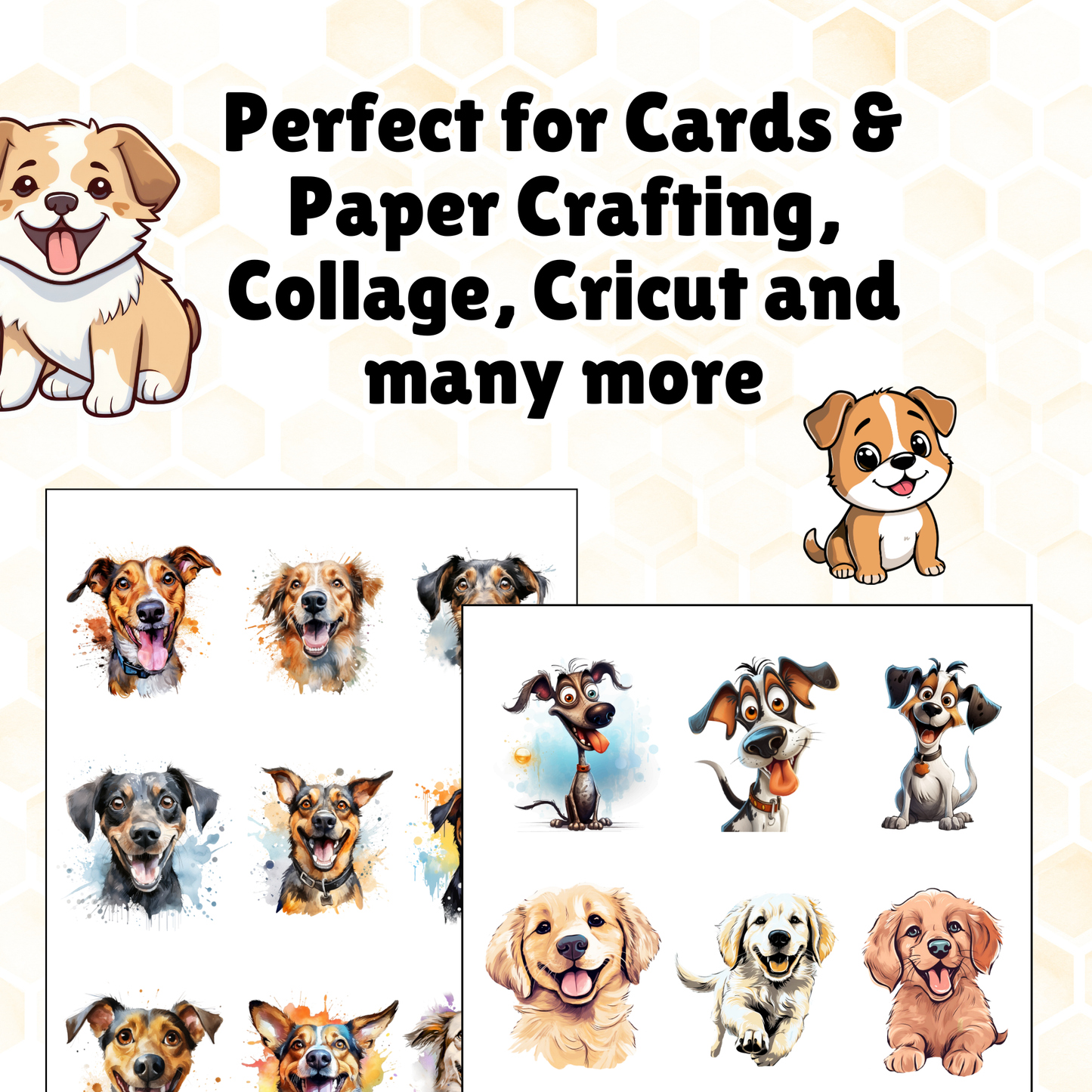 Sakuya 50 Dog Clipart Bundle PNG | Cute Puppy Illustrations | Digital Download | Watercolor Dogs | Pet Clipart