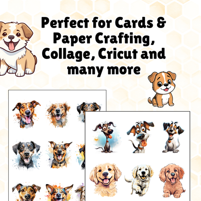 Sakuya 50 Dog Clipart Bundle PNG | Cute Puppy Illustrations | Digital Download | Watercolor Dogs | Pet Clipart