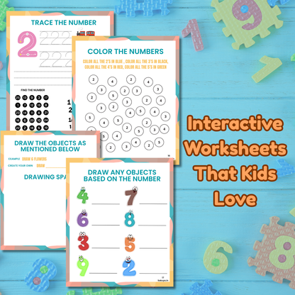 Sakuya Number Book Preschool Printable | Number Tracing and Counting Practice Worksheet | Kindergarten Tracing | Math and Number Writing Sheets