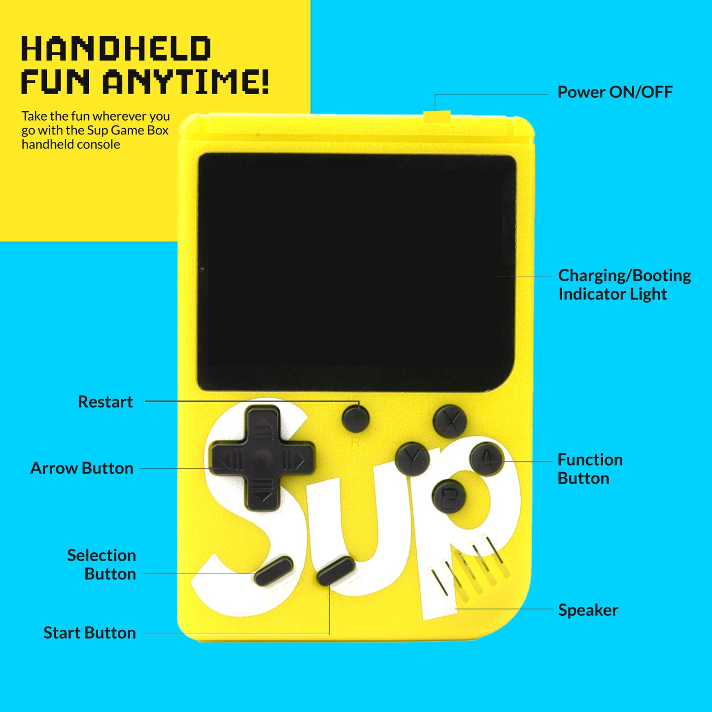 Handheld Video Game Console for Kids | Built-In Retro Games | Indoor Games for Kids Ages 7 to 15 | Good Gift for Boys and Girls | Portable Fun for Travel and Home Yellow