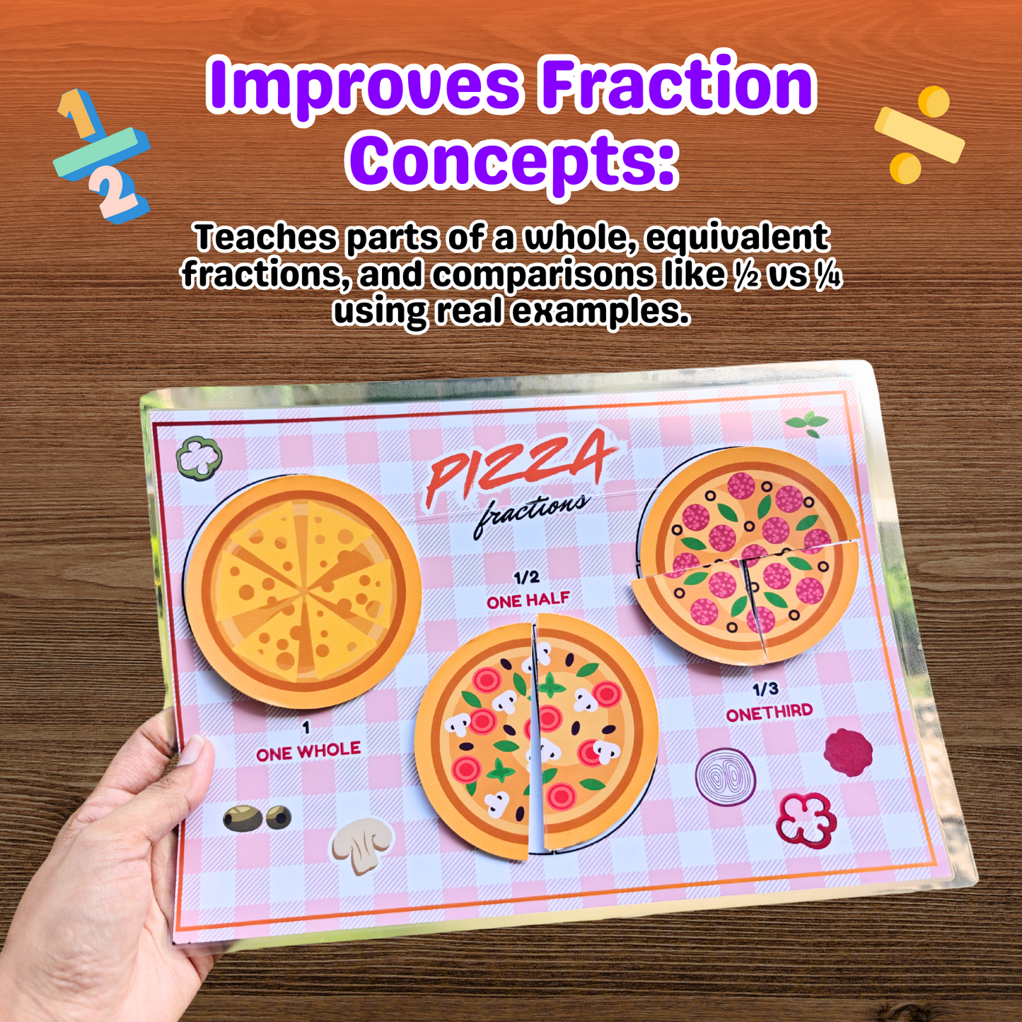 Printable Pizza Fraction Activity Book for Kids | Learning Math Fractions Addition Subtraction | Busy Book Toddler Preschool Worksheet |