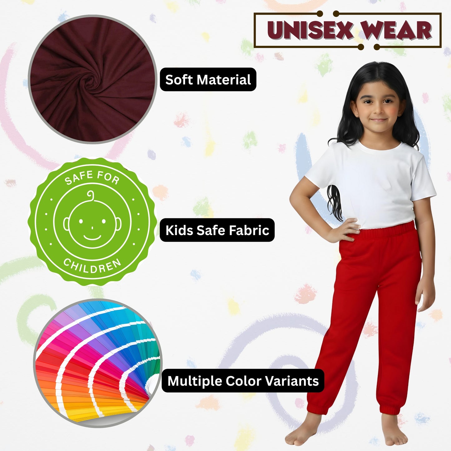 Sakuya Breathable Cotton Set of 3 Pant Set for Nightwear Sleepwear Casual Travel for Unisex Kids Boys Girls