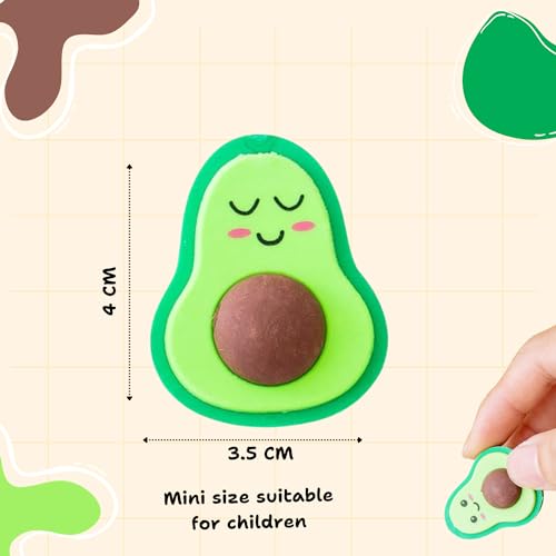 SAKUYA Avocado Fruit-Shaped Kids Pencil Erasers (Set of 4) - Fun Shapes, Stylish Design | Perfect for School, Art, and Gifts | Cute Green Avocado Erasers for Classroom Rewards, Birthdays, Party Favors - Sakuya