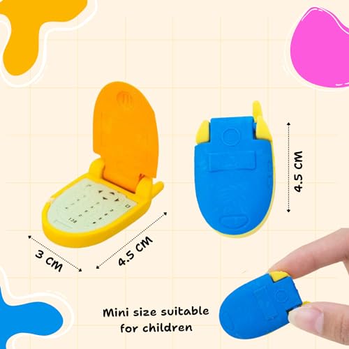 SAKUYA Rubber Pencil Erasers (Set of 3) Phone Eraser- Fun Shapes, Stylish Design | Ideal for School, Art, and Gifts | Cute Eraser Set for Birthdays | Classroom Rewards, Party Favors | Study Supplies - Sakuya