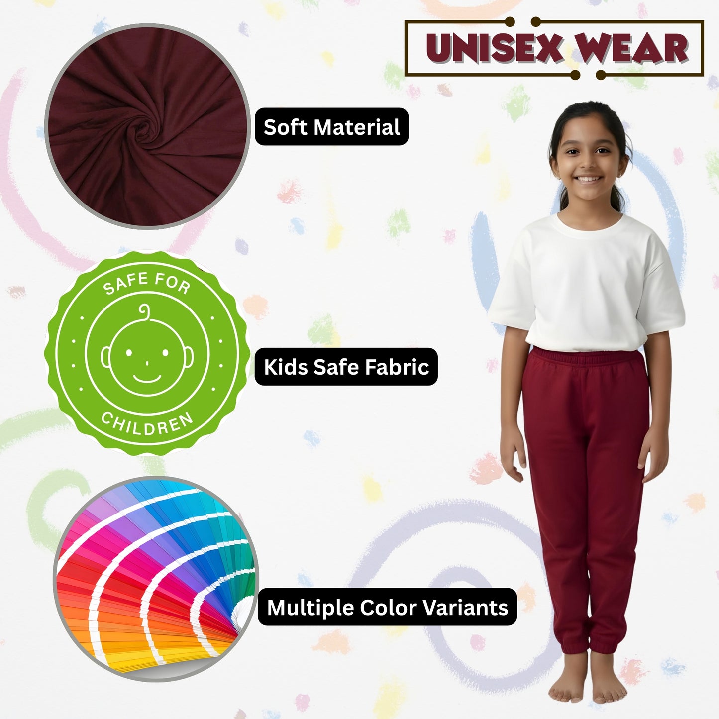 Sakuya Breathable Cotton Set of 3 Pant Set for Nightwear Sleepwear Casual Travel for Unisex Kids Boys Girls