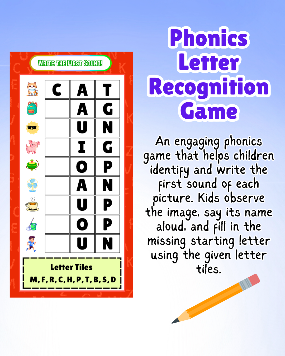 Sakuya Slide and Learn Phonics Book for Kids Ages 5+