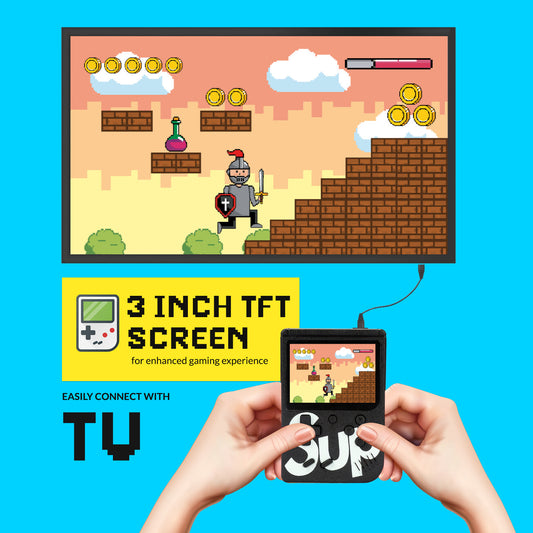 Handheld Video Game Console for Kids | Built-In Retro Games | Indoor Games for Kids Ages 7 to 15 | Good Gift for Boys and Girls | Portable Fun for Travel and Home Black