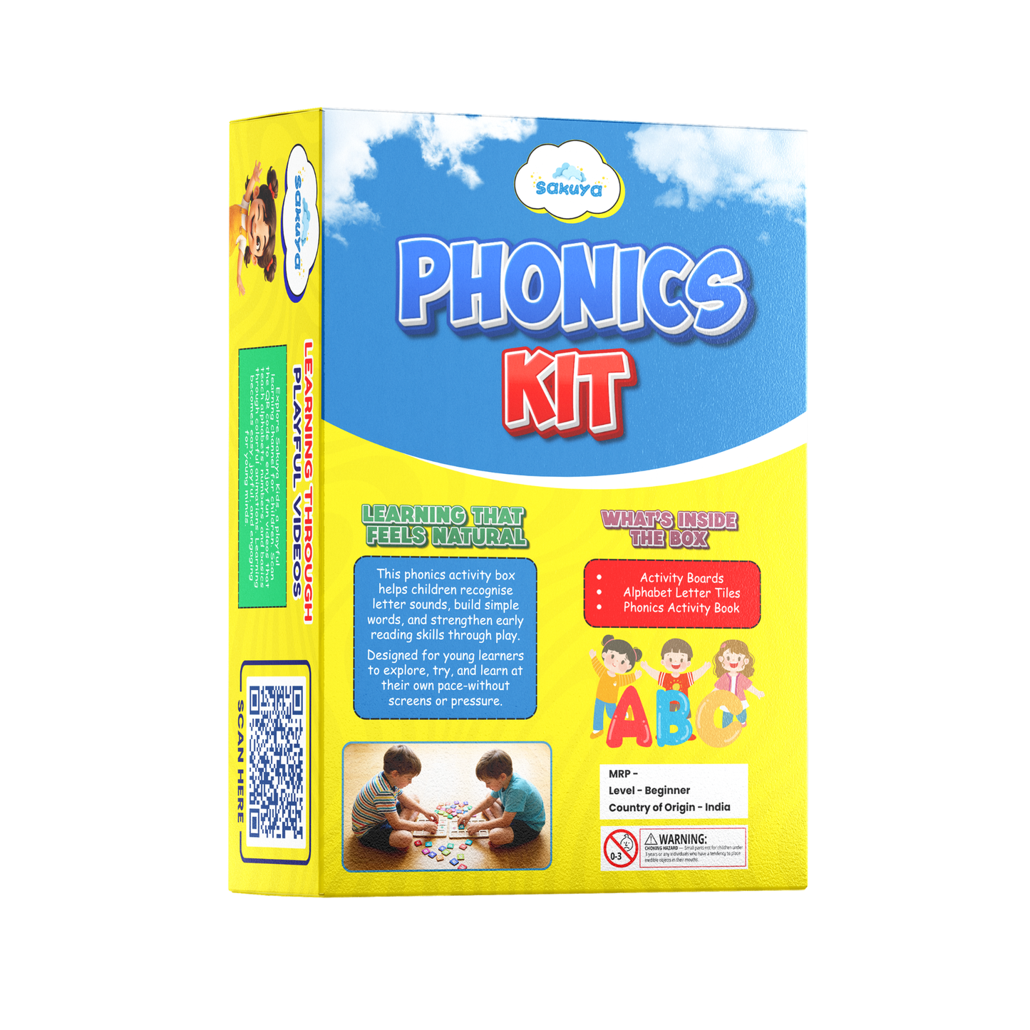 Sakuya Hands-On Phonics Kit for Kids | Games for Kids | Letter and Spelling Game | Durable Letter Tiles | Early Development Game, and Engaging Cognitive Development Activities