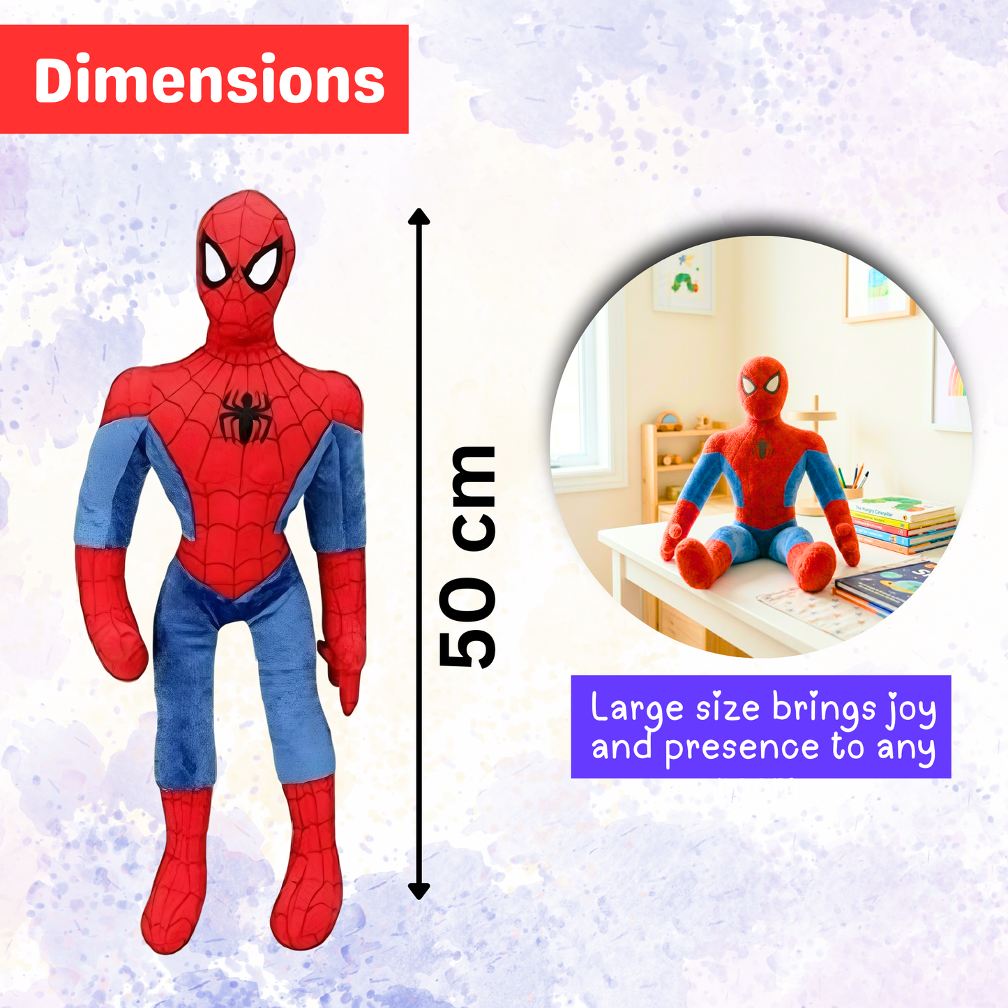 Web Hero  Plush Toy 50 cm – Large Superhero Soft Stuffed Doll for Kids, Extra Soft & Fluffy, Machine Washable, Hypoallergenic, Non-Toxic Gift for Boys & Girls, Bedtime Companion