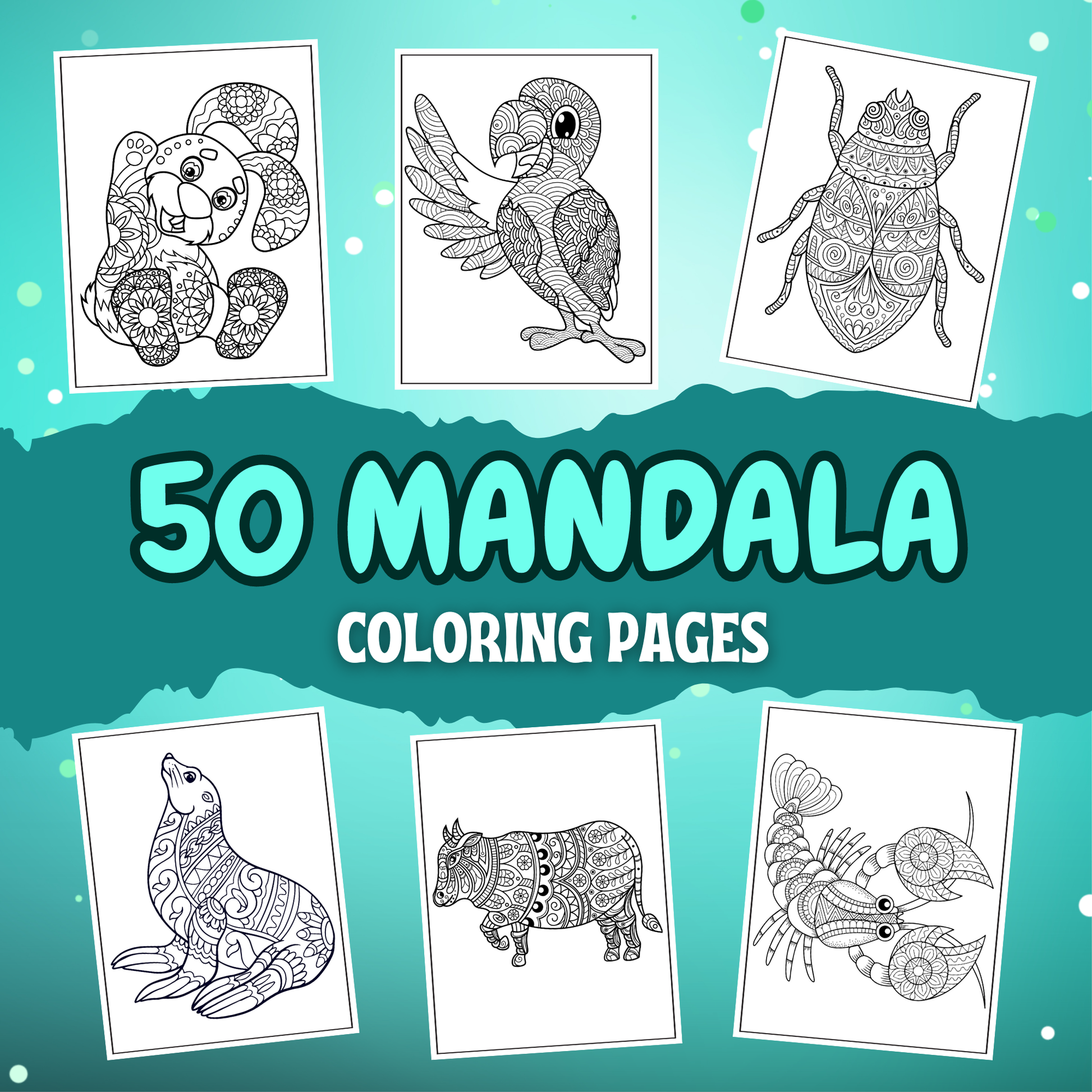 Animal Mandala Coloring Book for Kids – 50 Pages of Creative Fun for Ages 6-12 – Ideal Gift for Young Artists - Sakuya