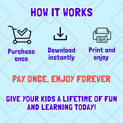 Lifetime Access to All Sakuya Printable Books | Worksheets for Kids | Preschool Worksheets | Toddler Workbook | Alphabet and Math Prints