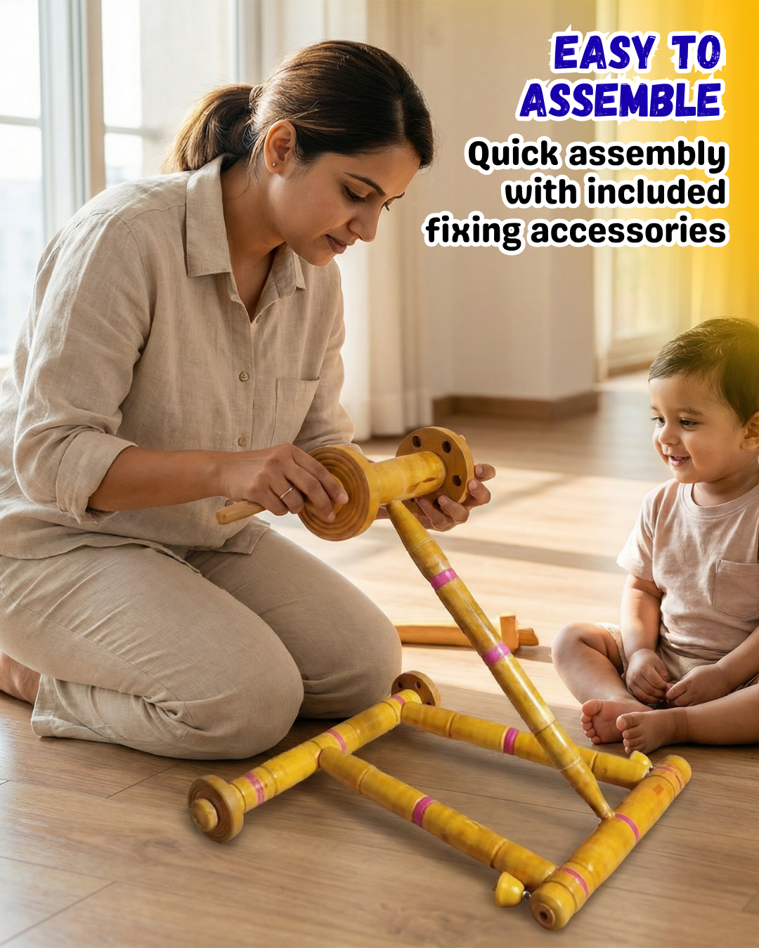 Wooden Baby Walker Push Toy for Toddlers 6-18 Months | Brown