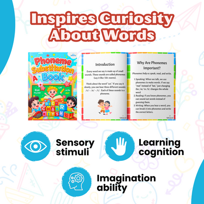 Sakuya Phoneme Substitution Book for Kids | Educational Book for kids | Fun Learning Activities with HD Print and Vibrant Colors to Improve Sound Recognition | Phonics Awareness, and Early Reading Fluency