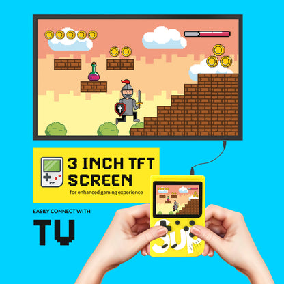 Handheld Video Game Console for Kids | Built-In Retro Games | Indoor Games for Kids Ages 7 to 15 | Good Gift for Boys and Girls | Portable Fun for Travel and Home Yellow