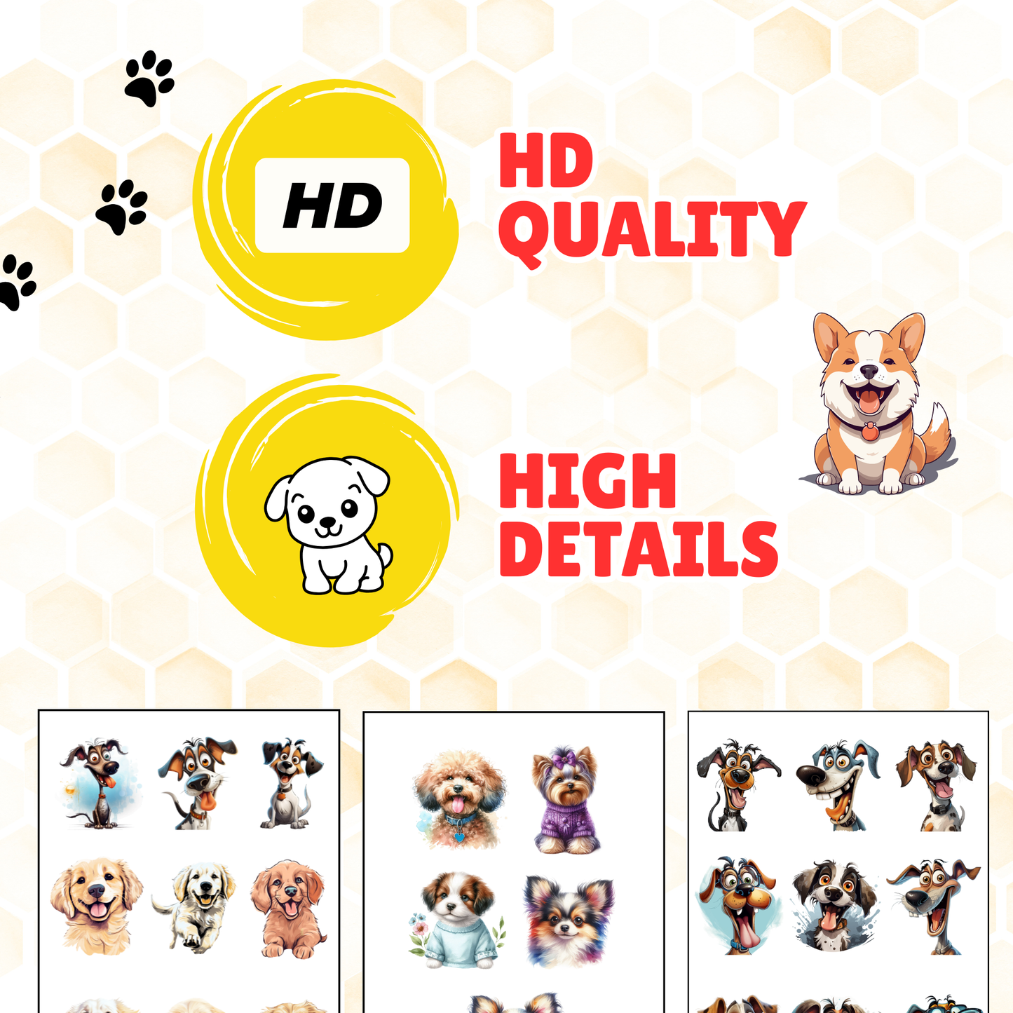 Sakuya 50 Dog Clipart Bundle PNG | Cute Puppy Illustrations | Digital Download | Watercolor Dogs | Pet Clipart