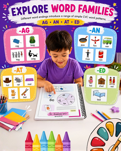 Sakuya CVC Phonics Activity Book for Early Readers, 5+ Years Kids