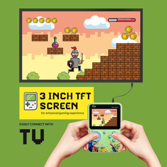 Sakuya G5 Retro Handheld Game Console with Remote Control | 400+ Classic Built-in Games | 3.0 Inch Color Display, Rechargeable Battery | Portable Gaming Device for Kids and Adults