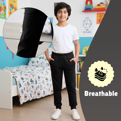 Sakuya Breathable Cotton Set of 1 Pant Set for Nightwear Sleepwear Casual Travel for Unisex Kids Boys Girls-Black