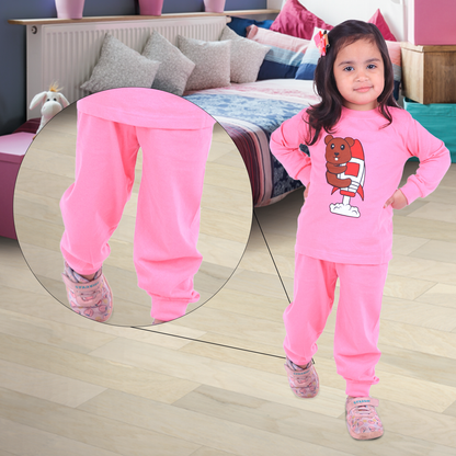 Sakuya Kids Cotton Loungewear Pants Set - Pink and Red |Breathable Fabric| Comfortable Elastic Waistband-Set of 2 Cotton Pyjama Pants - Sakuya