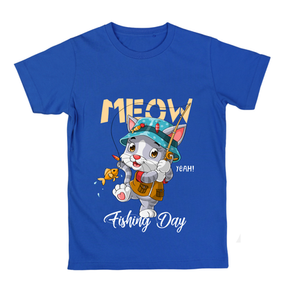 Sakuya Cute Cat Print Breathable Cotton Half Sleeve Tshirt & Pant Clothing Set for Nightwear coord Set for Unisex Kids Boys Girls-Blue - Sakuya