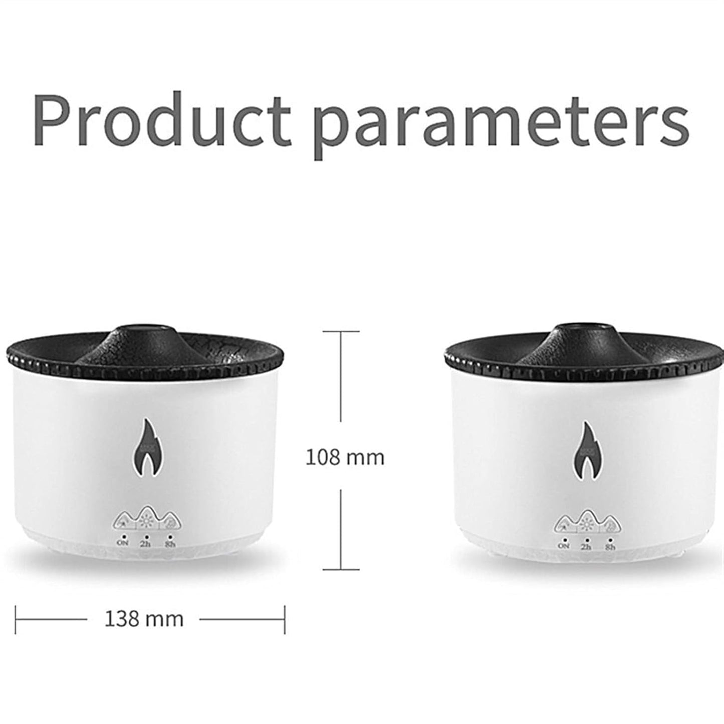 Volcano Humidifier with Flame & Lava Mist Effect, Essential Oil Diffuser, Cool & Warm Mist, Silent Operation, Auto Shut-Off, USB Powered for Home, Office & Bedroom