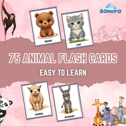 Sakuya Animal Flash Cards for Kids Learning | Preschool Educational Cards | Toddler Printable | Animal Name and Sound Recognition Game