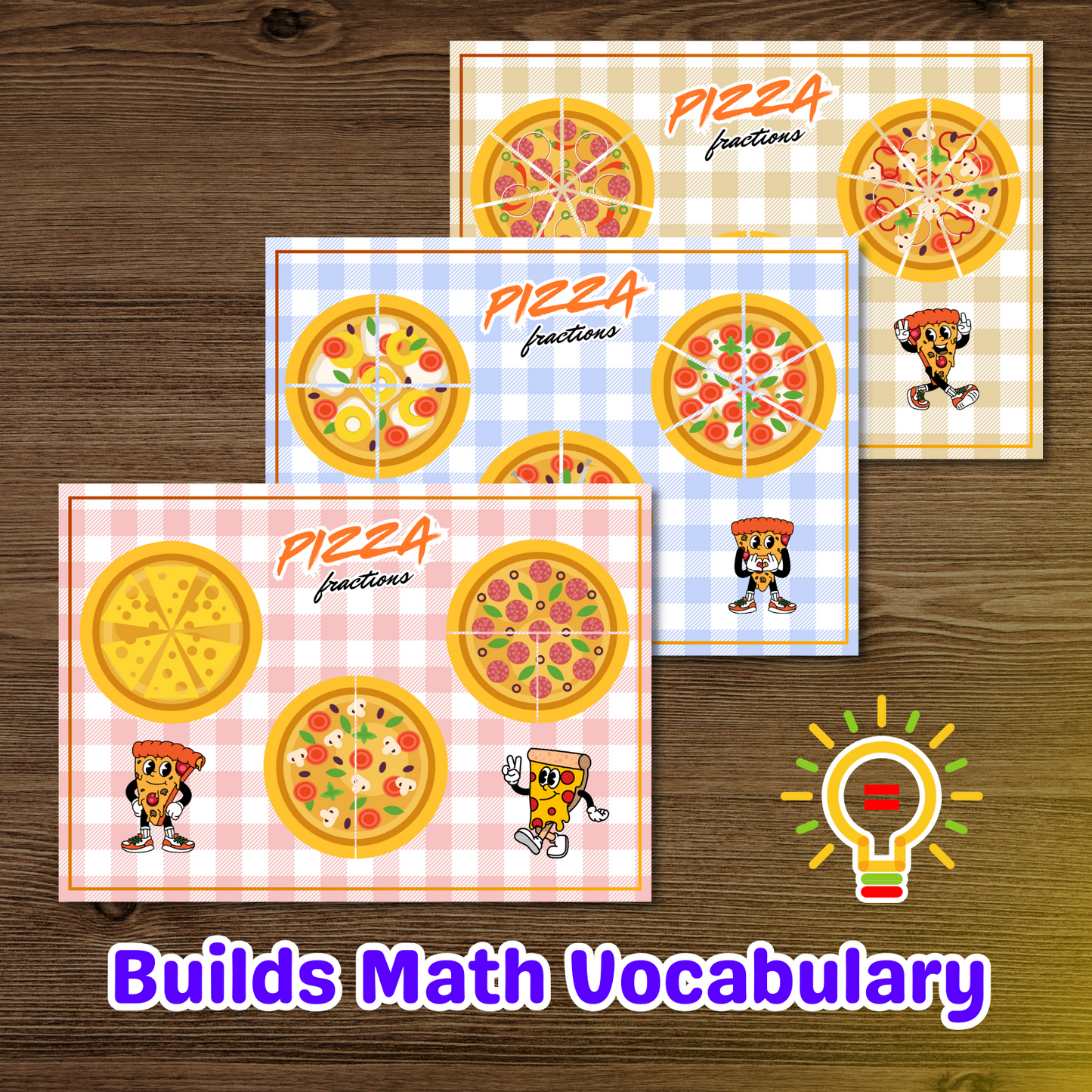 Printable Pizza Fraction Activity Book for Kids | Learning Math Fractions Addition Subtraction | Busy Book Toddler Preschool Worksheet |