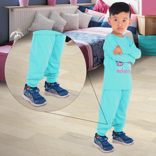 Sakuya Kids Cotton Loungewear Pants Set - Blue and Pink|Breathable Fabric| Comfortable Elastic Waistband-Set of 2 Cotton Pyjama Pants - Sakuya