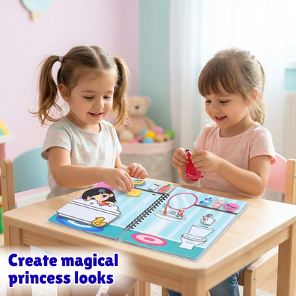 Sakuya Princess House Busy Book for Preschool Kids | Pretend Play with Dress-Up, Makeup, Kitchen & Bathroom Scenes | Reusable Stickers | Learning Gift for Girls 3–6 Years