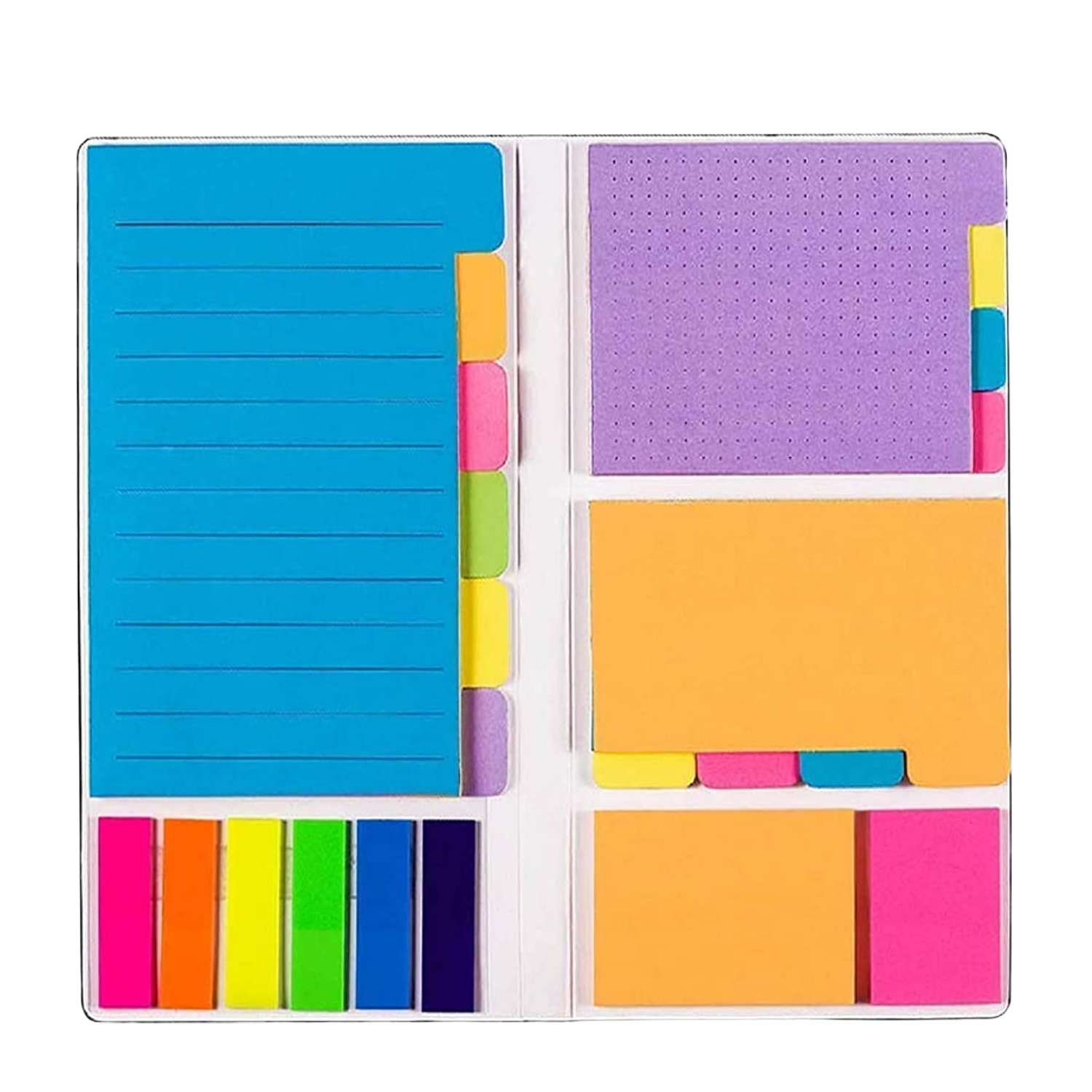 Sakuya Sticky Notes Set Neon Memo Pad| Stick Notes Pads with Bookmark Index for Planner with Fineliner Color Pens for School Home Office Supplies - Sakuya