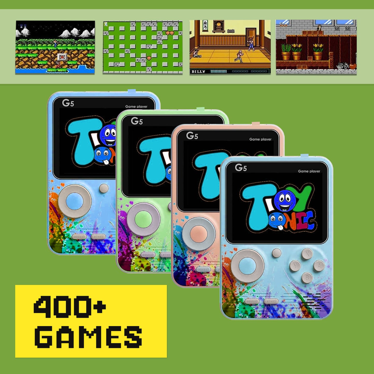 Handheld Video Game Console for Kids | Built-In Retro Games | Indoor Games for Kids Ages 7 to 15 | Good Gift for Boys and Girls | Portable Fun for Travel and Home Black