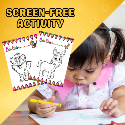 Animal Coloring Book for Kids Printable | 100 Page Digital Coloring Sheets | Easy Animal Coloring Pages