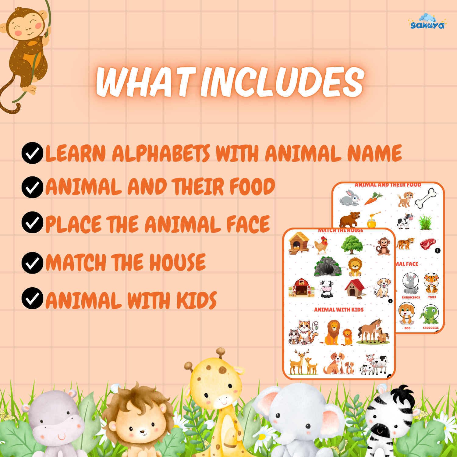 Sakuya Animal Busy Book for Kids Creativity & Knowledge Fun & Educational Printable for Kids - Sakuya