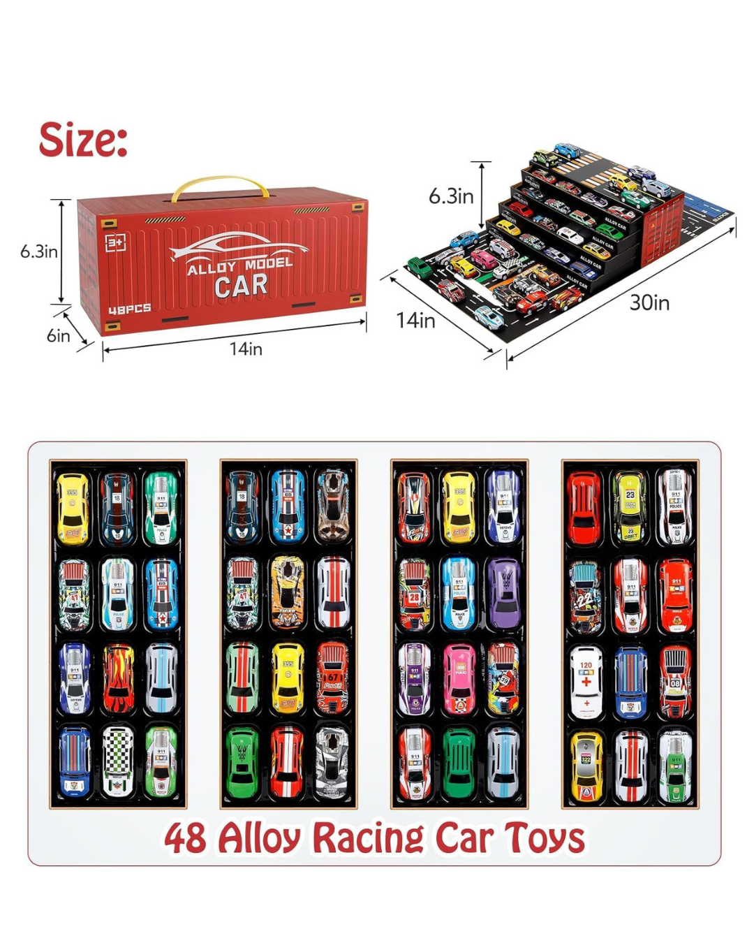 Sakuya 48-piece Alloy Die Cast Toy Cars for Kids with Container