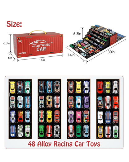 Sakuya 48-piece Alloy Die Cast Toy Cars for Kids with Container