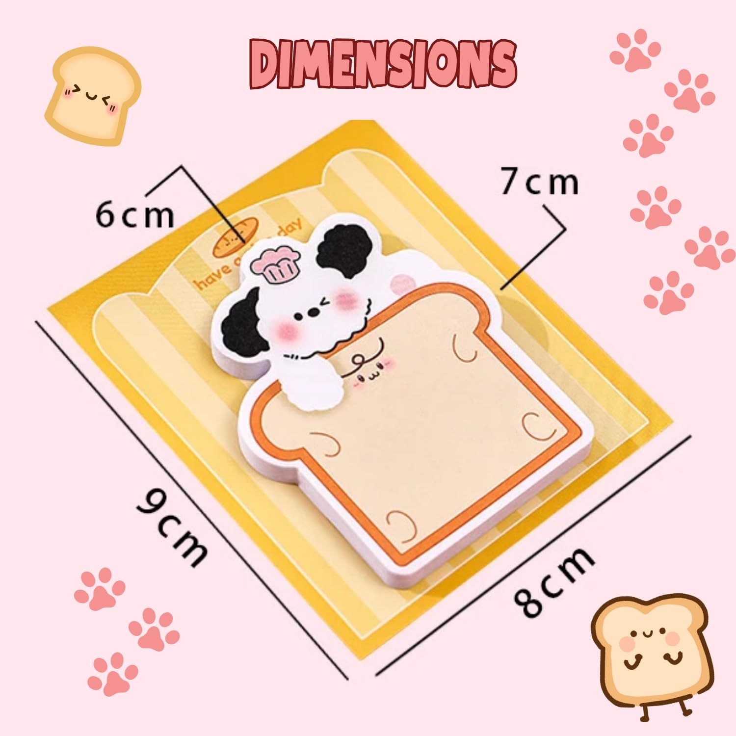 Sakuya Adorable Dog-Shaped Sticky Notes - 120 Sheets in 4 Styles | Cute Puppy Theme for Fun Reminders | Self-Stick Memo Pads for Students, Office, School Supplies - Sakuya