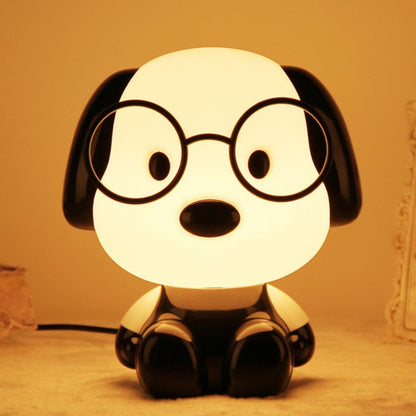 Adorable Dog Night Lamp with Glasses – LED Bedside Light for Kids, Decorative Puppy-Themed Lamp for Bedrooms, Living Rooms, Study Tables, and Nighttime Comfort