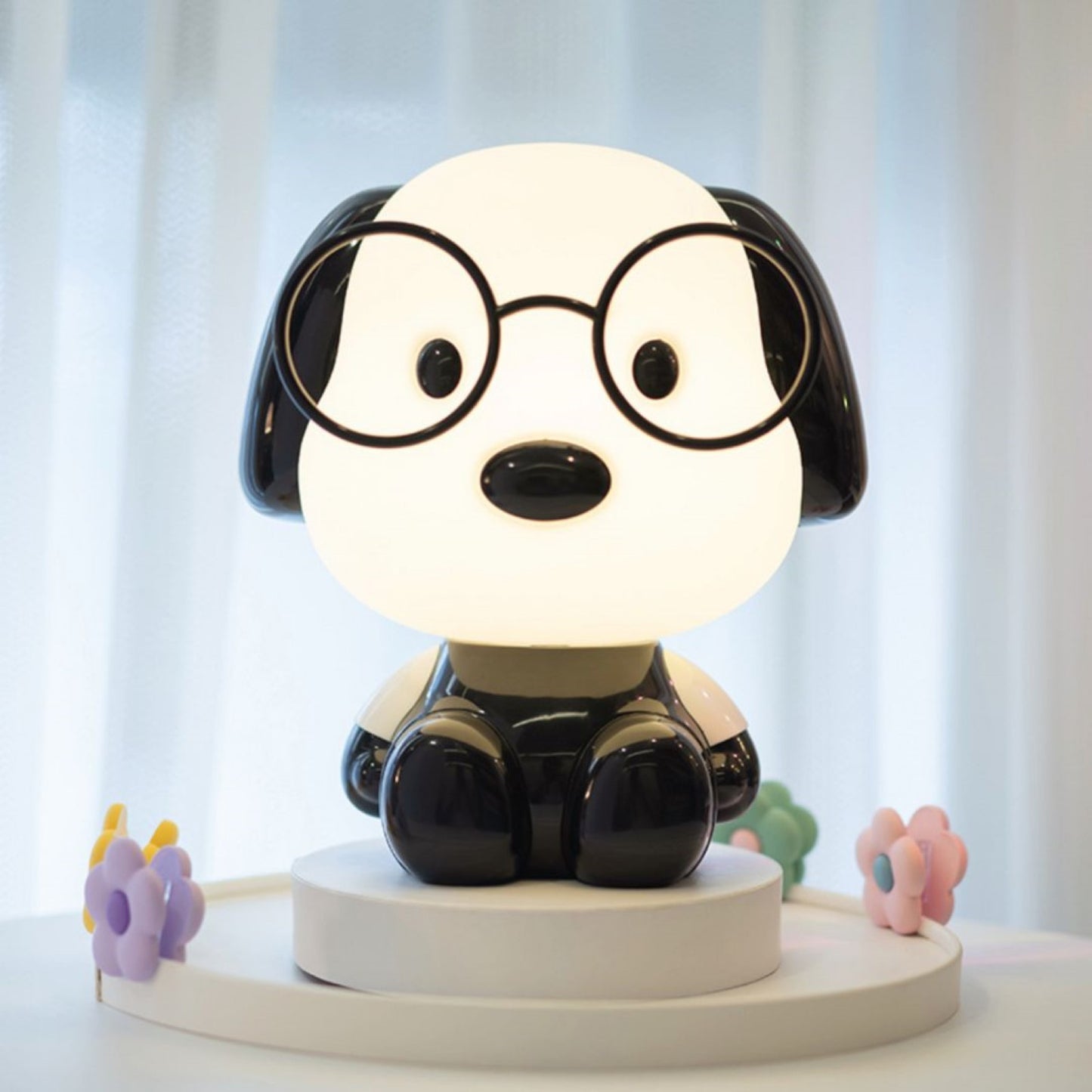 Adorable Dog Night Lamp with Glasses – LED Bedside Light for Kids, Decorative Puppy-Themed Lamp for Bedrooms, Living Rooms, Study Tables, and Nighttime Comfort