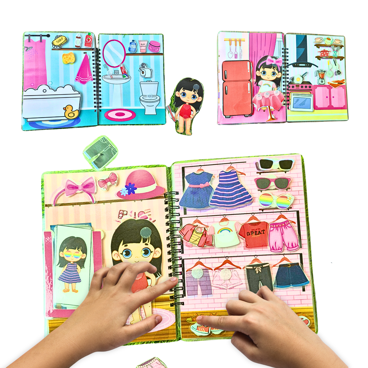 Sakuya Princess House Busy Book for Preschool Kids | Pretend Play with Dress-Up, Makeup, Kitchen & Bathroom Scenes | Reusable Stickers | Learning Gift for Girls 3–6 Years