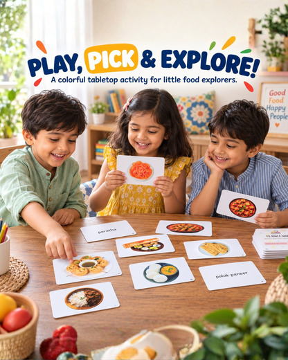 Sakuya Indian Food Flash Cards For Kids 3+ | Colourful Learning Card Set