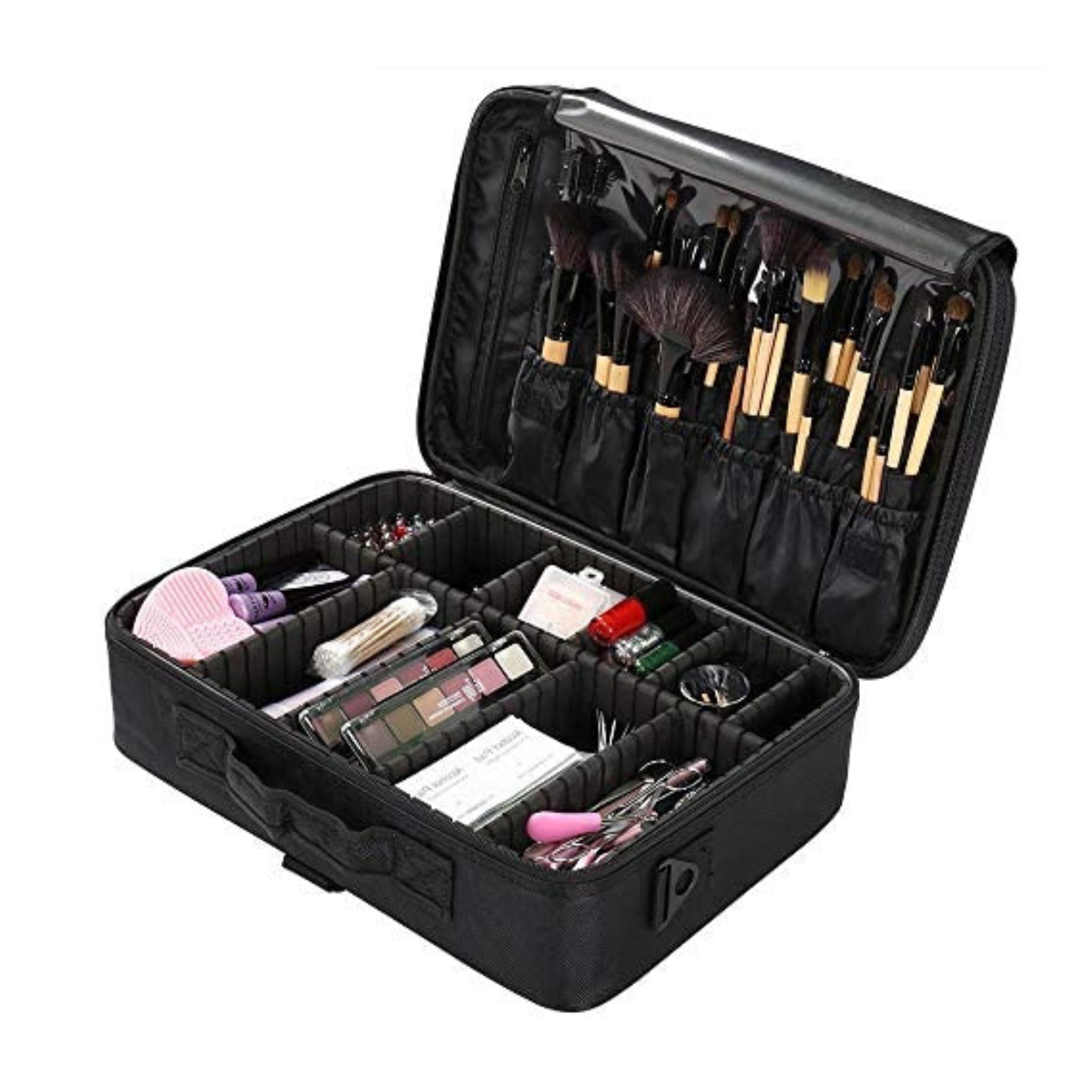 Sakuya Cosmetic Vanity Bag - Stylish and Functional Makeup Organiser with Multiple Pockets - Ideal for Travel and Everyday Use | Spacious Storage for Beauty Essentials(Black)  - Sakuya