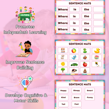 Sakuya Sentence Mat Printable | Build a Sentence | Homeschool Printable | Preschool Worksheets | Handwriting Practice | Sentence Building