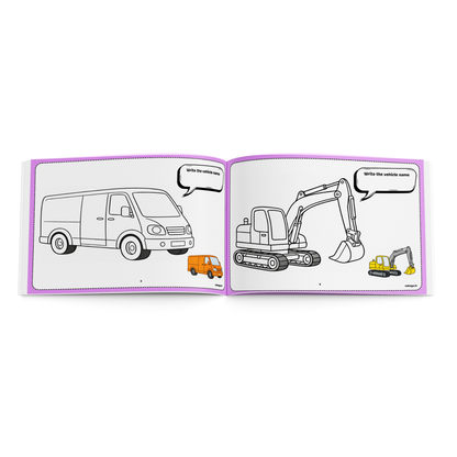 Vehicle Coloring Book for Kids | Big Easy Coloring Pages with Name Writing Practice | Cars, Trucks, Trains, Construction & Emergency Vehicles | Preschool & Kindergarten Activity Book