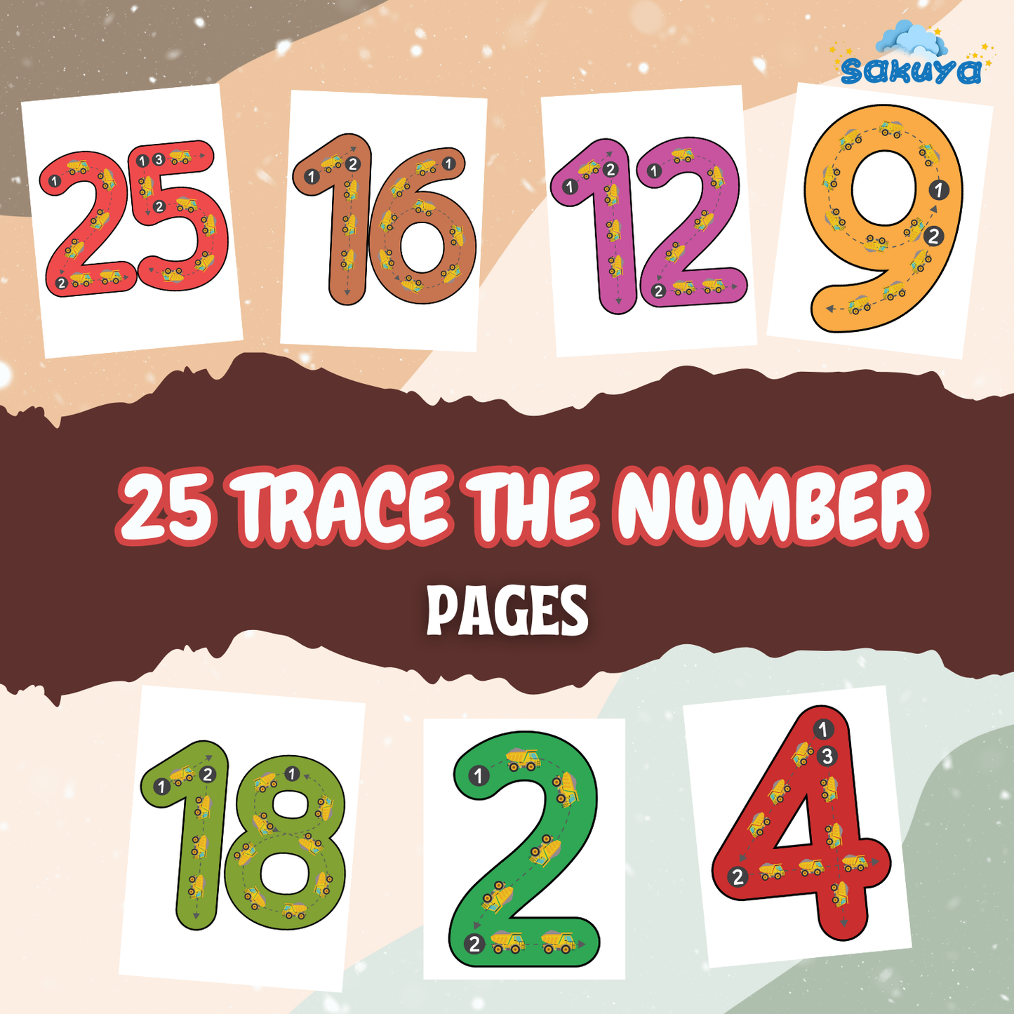 Sakuya  Kids Number Trace Book1 to 25 | Printable Toddler Activities| Preschool Learning  - Not a physical product - Sakuya