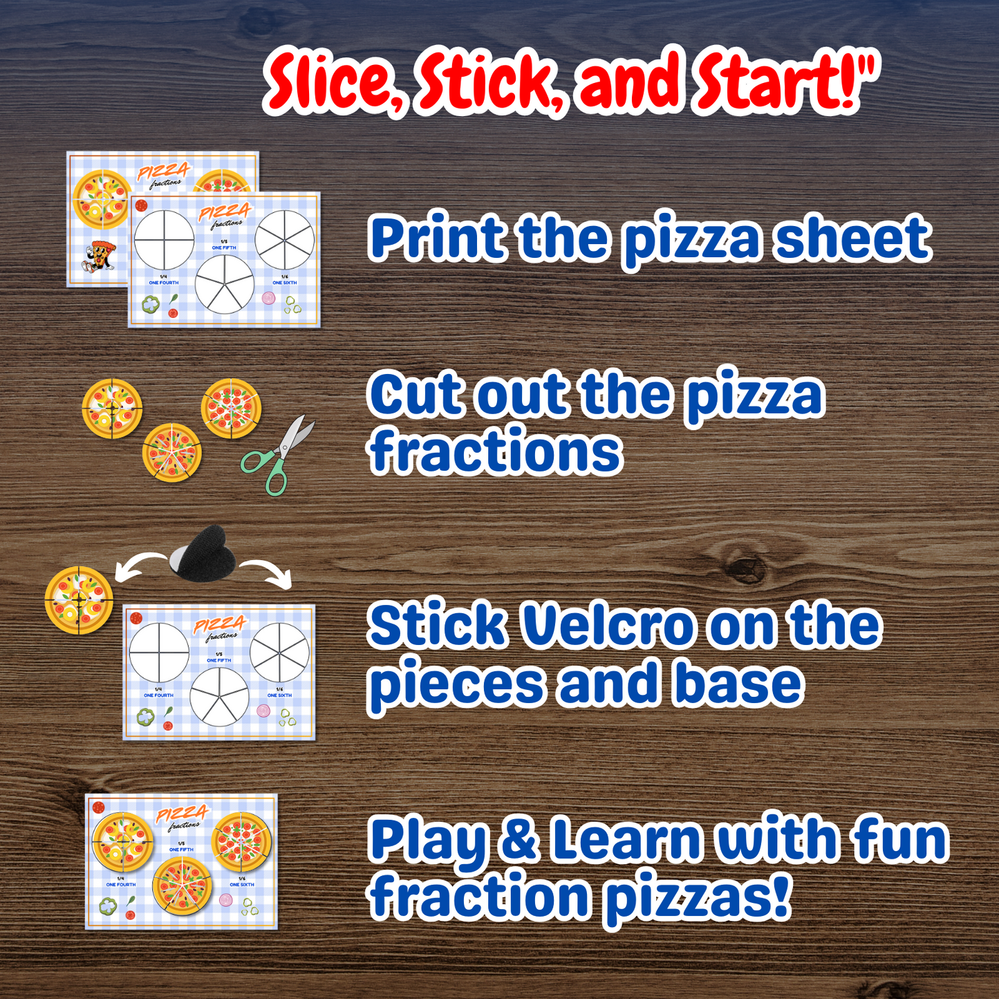 Printable Pizza Fraction Activity Book for Kids | Learning Math Fractions Addition Subtraction | Busy Book Toddler Preschool Worksheet |