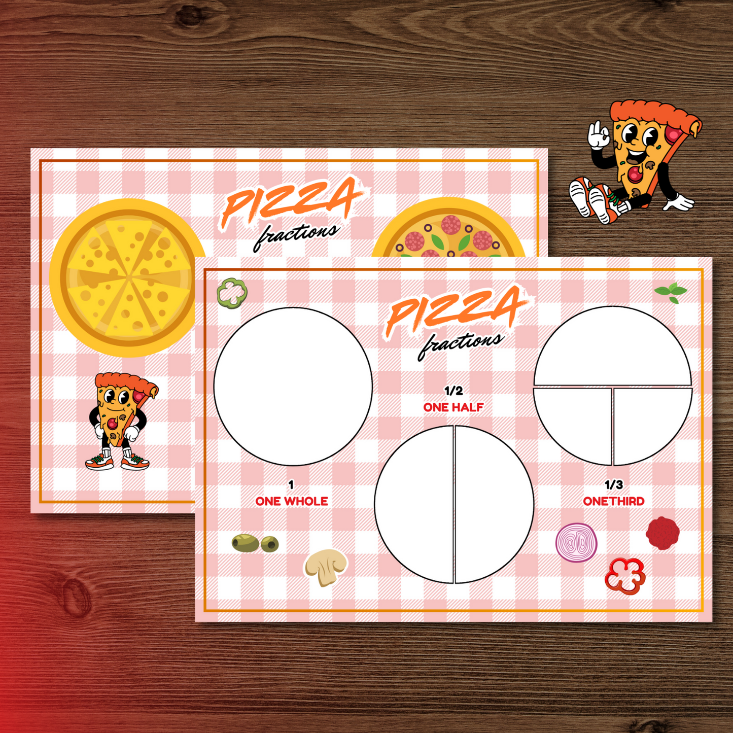 Printable Pizza Fraction Activity Book for Kids | Learning Math Fractions Addition Subtraction | Busy Book Toddler Preschool Worksheet |