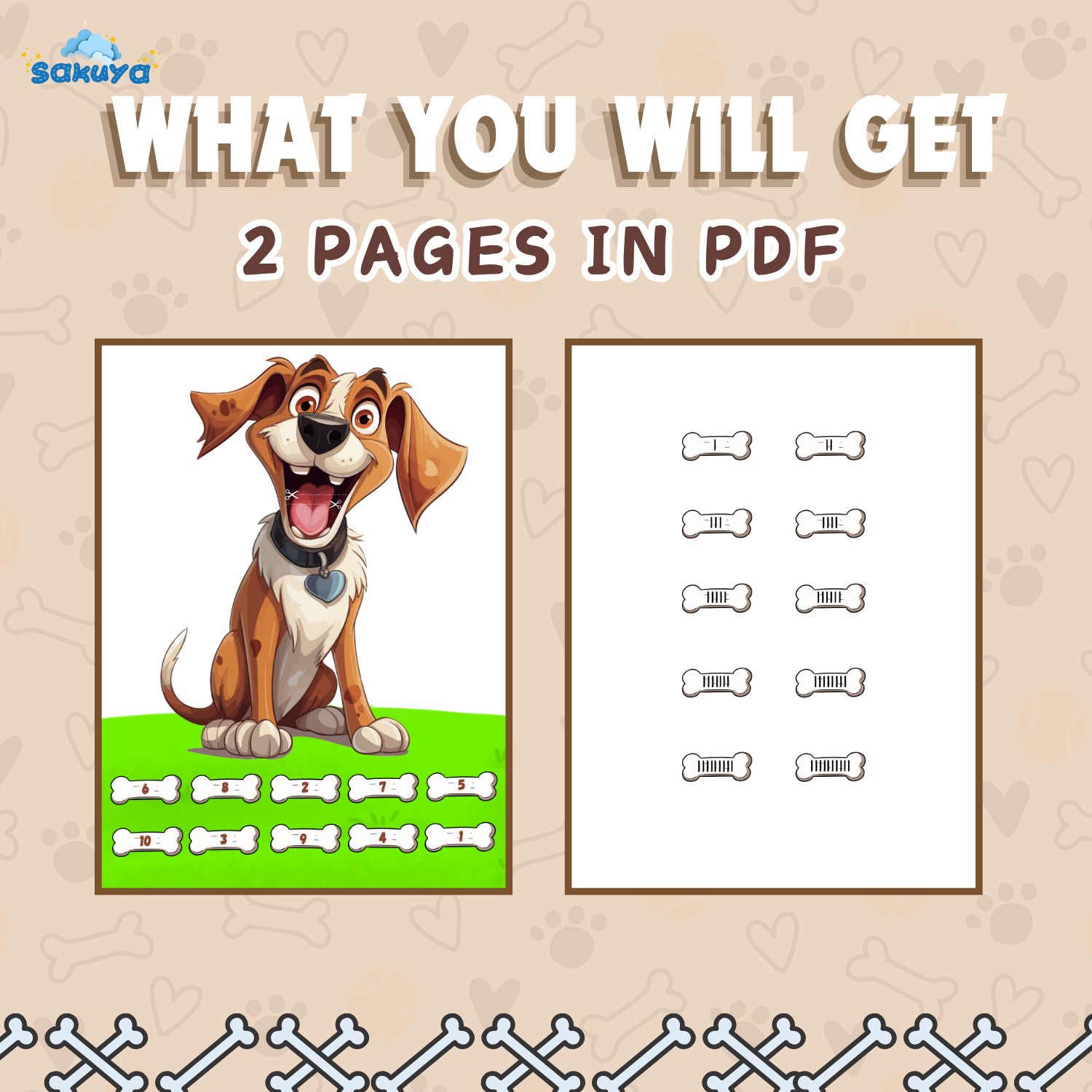 Sakuya’s Printable Dog Counting Worksheet | Pre-Maths Activity for Kids | Improve Number Recognition and Fine Motor Skills through Creative Play - Sakuya