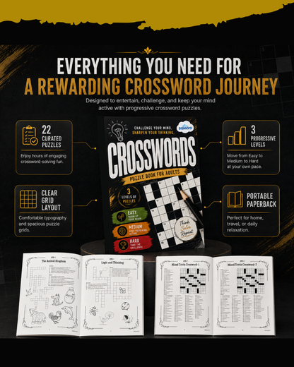 Sakuya Crossword Puzzle Books for Adults | 22 Puzzles | Brain Games